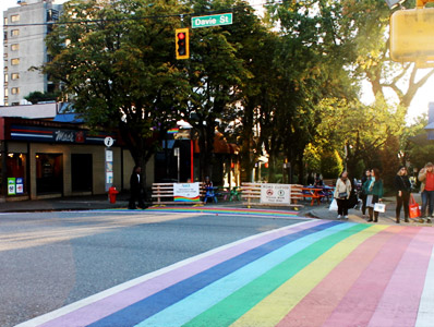 Rainbow Crosswalk at Davie and Bute Street in Vancouver